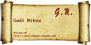 Gaál Miksa névjegykártya